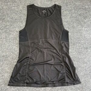 Athleta Stealth Sculpttek Tank Top Womens M Black Mesh Ruched Sleeveless